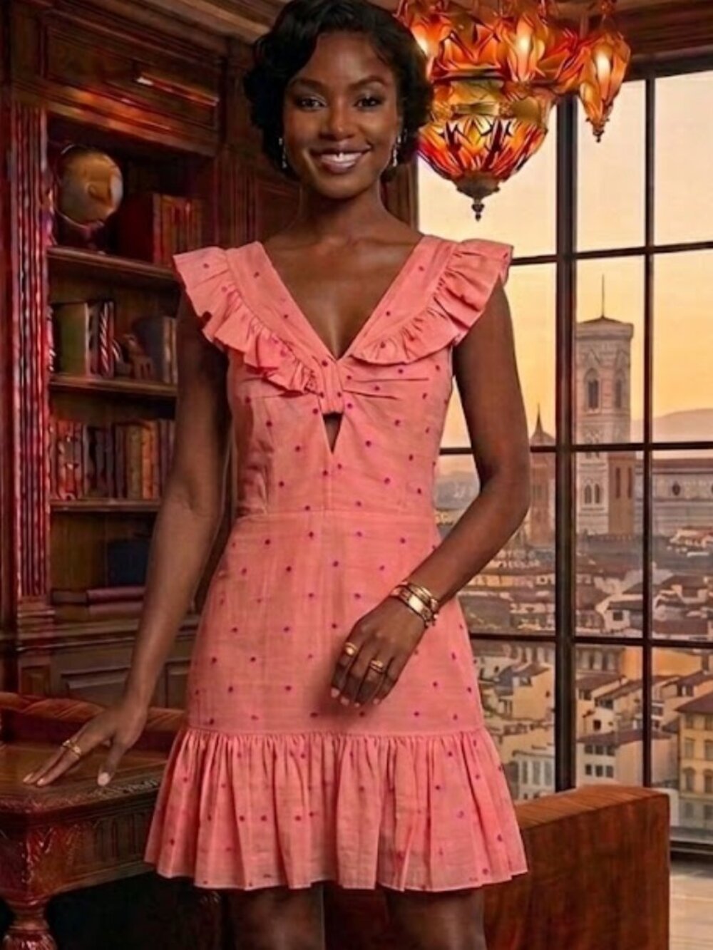 Rebecca Taylor Pink Dress with Polka Dots NWT Size 8